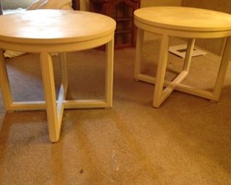 Two occasional tables painted off white