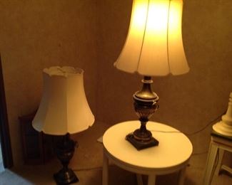 Two matching lamps, cast metal