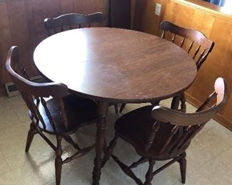 Solid Wood Dinette w/ leaf and Four Chairs