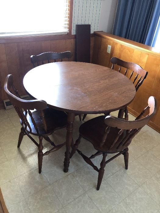 Solid Wood Dinette w/ leaf and Four Chairs
