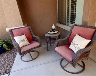 Wicker swivel chairs for sale.