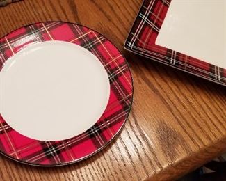 Tartan red holiday dishes.