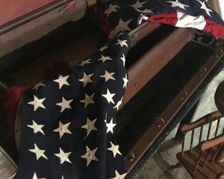 2 American Flags & Officer's Case