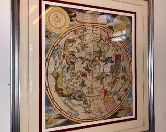 Cornelis Dankerts, Holland (17th to 18th c) Van Luchtenburgh Celestial Chart - Handcolored copper engraving from an atlas: 23- 3/4 by 21-1/4 inches. Possibly with later color and minor overall toning - depicts the constellations. 