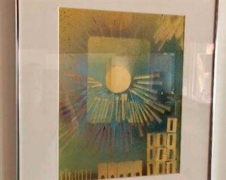 Fay Chandler (American - 20th C) "Sun Spray", Enamel spray and oil, 16 x 12