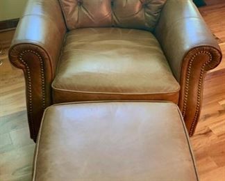 Flexsteel tufted leather chair & ottoman