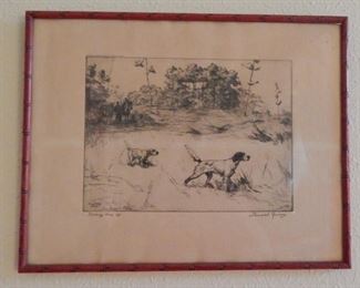Etching by Percival Rosseau - Dated 1932 ‘Backing Him Up’