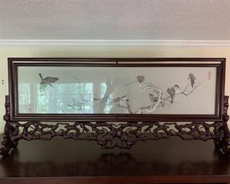 Su Silk Double Sided Embroidery in Wooden Screen