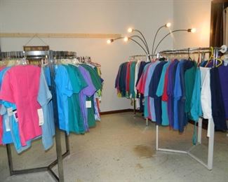 Large volume of new (with tags) scrub pants, tops in sizes XS to 3-4X