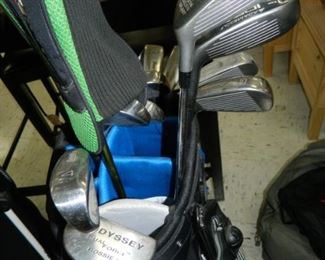 Close up of golf clubs & bag