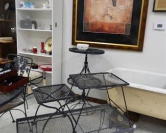 Black metal patio tables