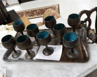 Great tray and glass set with letter of origination