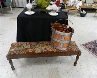 Stool and set of bronze/copper buckets