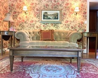 Tufted Back Rolled Arm Sofa