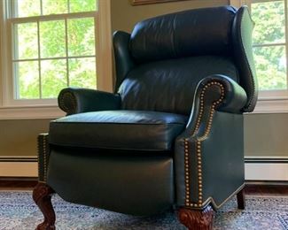Hancock and Moore Leather Recliner with Nail Head Trim