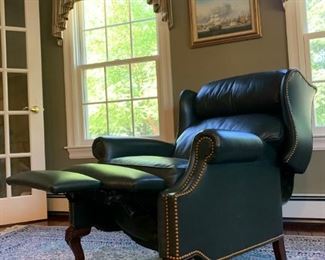 Hancock and Moore Leather Recliner with Nail Head Trim