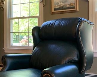 Hancock and Moore Leather Recliner with Nail Head Trim