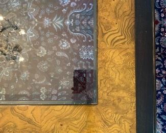 Chinoiserie Style Dining Set, Glass Inset Table