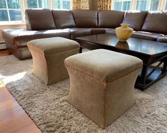 Calico Corners Upholstered Stools, PAIR