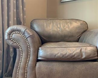 Ethan Allen Leather Armchair and Ottoman