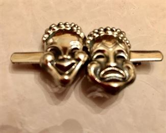 Sterling tragedy and comedy brooch 