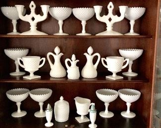 Westmoreland c 1929 English Hobnail pattern includes goblets and many serving pieces 