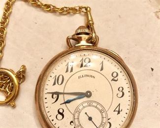 Illinois pocket watch works great gold filled