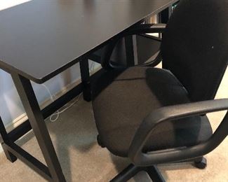 BLACK DESK AND OFFICE CHAIR