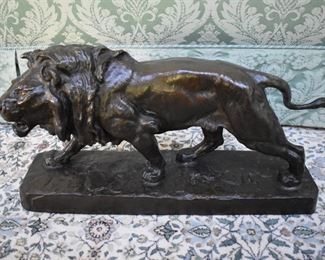 Striding lion bronze after Louis Vidal