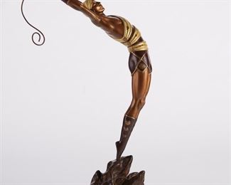 Erte (1892-1990). Bronze sculpture titled "Le Danseur." Numbered 152/250 along the base and additionally marked "RKP Int. Corp" and copyrighted 1980.
SKU: 01224
Follow us on Instagram: @revereauction