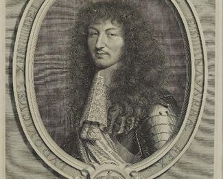 Robert Nanteuil (c. 1623-1678). Engraving of Louis XIV of France, 1664. Inscribed surrounding the portrait "LVDOVICVS XIII DEI GRATIA FRANCIAE ET NAVARRAE REX." Signed and dated in the plate along the lower left, and inscribed "Cum privilegio Regis" along the lower left.
SKU: 01918
Follow us on Instagram: @revereauctions