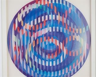 Yaacov Agam (b. 1928). Agamograph titled "Message of Peace." Signed along the lower center and numbered 63/99 along the lower left. A J-Michael Galleries label is adhered to the verso. The verso is additionally inscribed with the title. 
SKU: 01223
Follow us on Instagram: @revereauctions