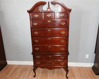 15. Stained Maple Queen Anne HighBoy Chest of Drawers