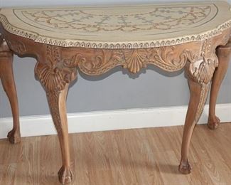 17. Continental Style Painted Demilune Console