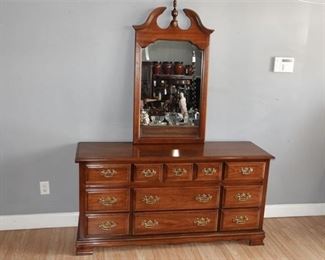 24. Colonial Style Triple Dresser with Mirror