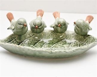 26. Four Birds on a Leaf Ceramic Dish