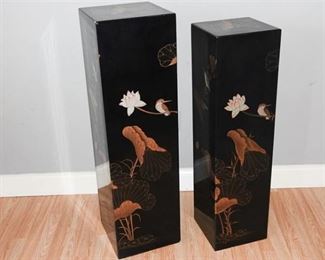 27. Pair Japanese Lacquered Display PedastalsStands
