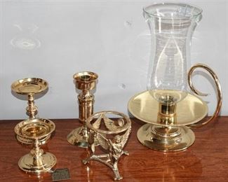 37. Lot of Five 5 Brass Candle Holders