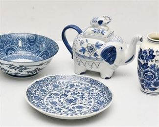36. Lot of Four 4 Pieces of Contemporary Blue and White