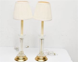 41. Pair of Brass and Crystal Buffet Lamps