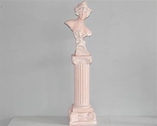 50. Art Nouveau Bust of Young Woman on Pedestal Base