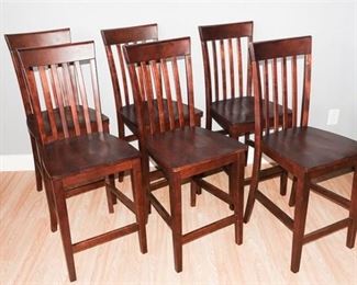 54. Set Six 6 Stained Maple Side Chairs