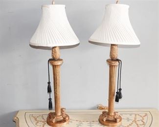 65. Pair of Gold Tone Table Lamps