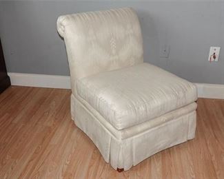66. HENREDON Satin Upholstered Hollywood Regency Slipper Chair
