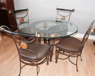 77. Contemporary Wrought Iron Dining Table wChairs