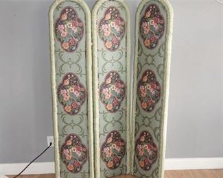 78. Three 3 Panel Arched Upholstered Screen