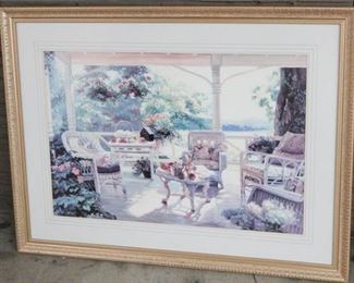 87. Large Framed Print of a Victorian Porch Scene