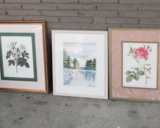 89. Lot of Three 3 Artworks Framed  Matted