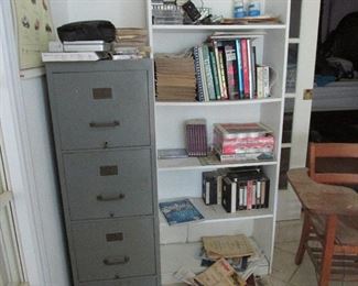 File cabinet and books