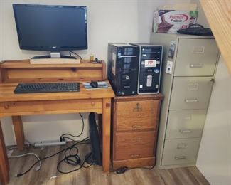 Computers , file cabinet desk